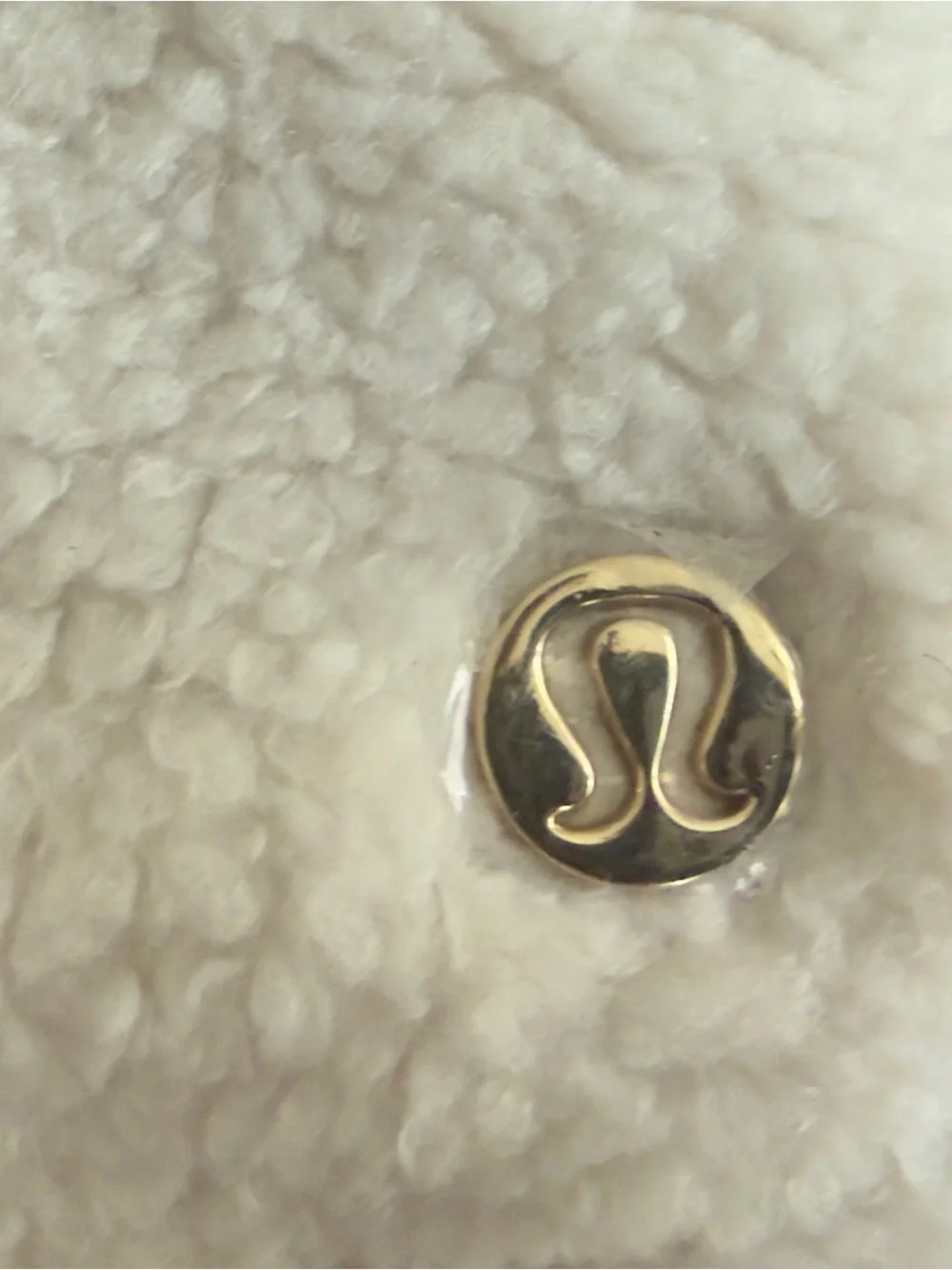 lululemon athletica Cream Faux Shearling Crossbody Pouch with Gold Logo